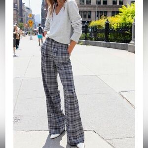 Something Navy Plaid Wide-Leg Pants